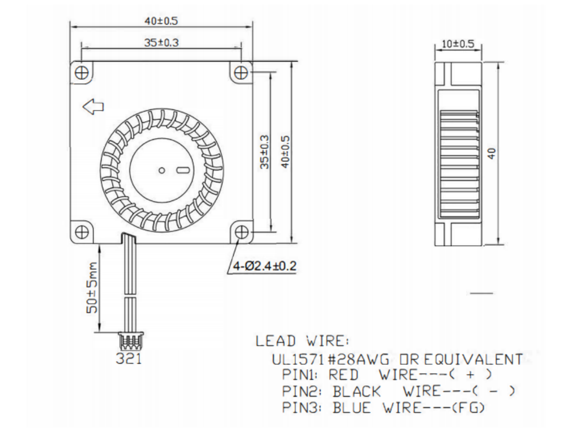Low operating voltage Blower BA4010HV05B-A Dimensional Drawing.png Low operating voltage Blower BA4010HV05B-A Dimensional Drawing.png